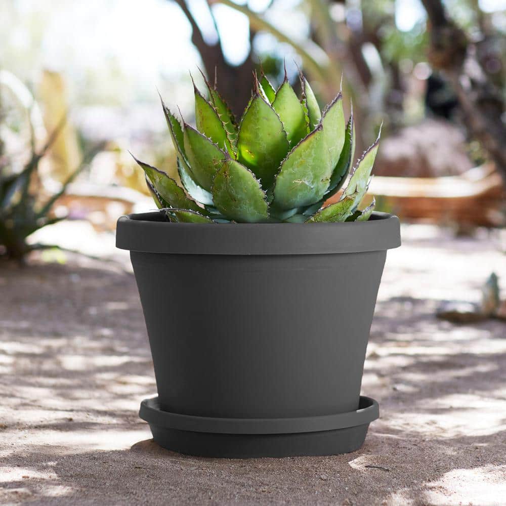 Bloem Charcoal Gray Round Resin Planter 17.25"
