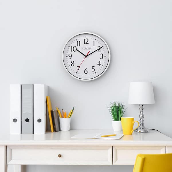 La Crosse Clock 10 in. Basics Analog Quartz Wall Clock - White 404