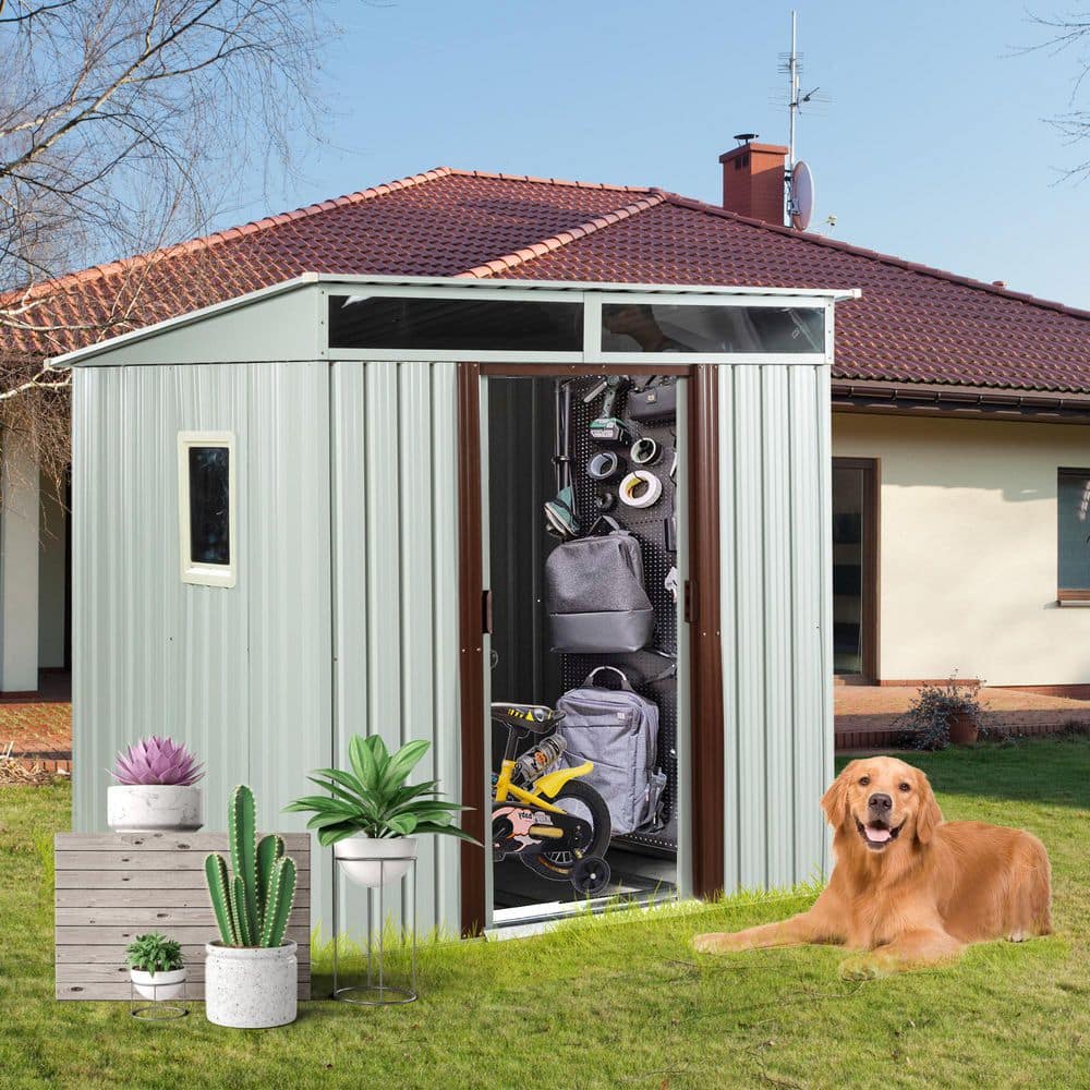 Toolhs, 6 ft. W x 5 ft. D, Outdoor Metal Storage Shed with Window, White, 30 sq. ft. price history on PriceWatchPro