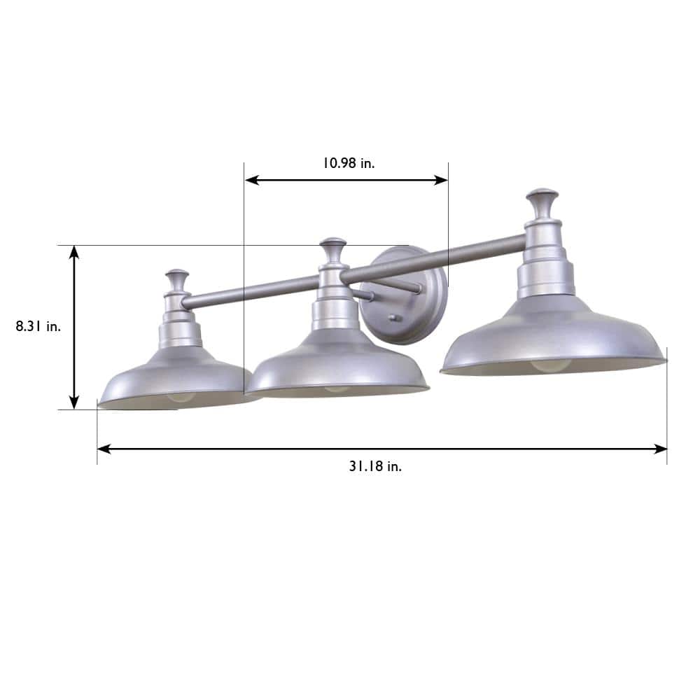 Kimball Galvanized Steel 3-Light Bathroom Vanity Fixture
