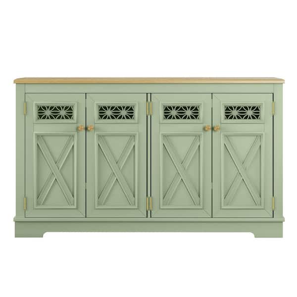 FESTIVO Vintage Green MDF 57.5 in. Sideboard with Adjustable Shelves