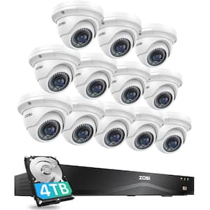 4K 16-Channel POE NVR Home Security Camera System with 4TB HDD and 12 Wired 5MP Outdoor Dome Cameras, Dual-Disk Backup