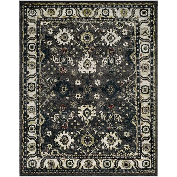 SAFAVIEH Vintage Hamadan Dark Gray/Ivory 9 ft. x 12 ft. Border Area Rug
