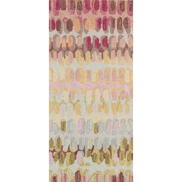 3 ft. x 8 ft. Pastel Paint Chip Hand Micro Hooked Wool Indoor Runner Rug