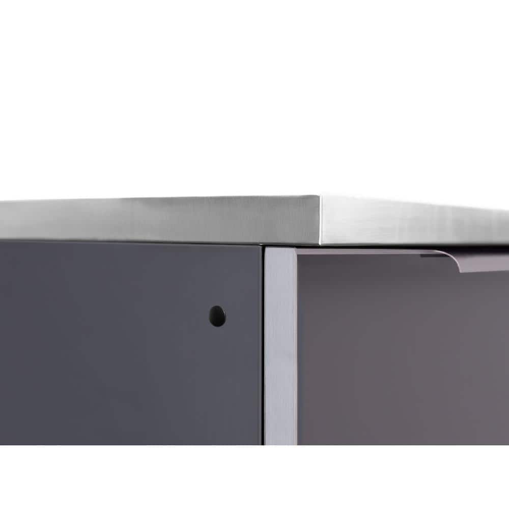 Slate Gray Aluminum Outdoor Kitchen 2-Door Cabinet Base