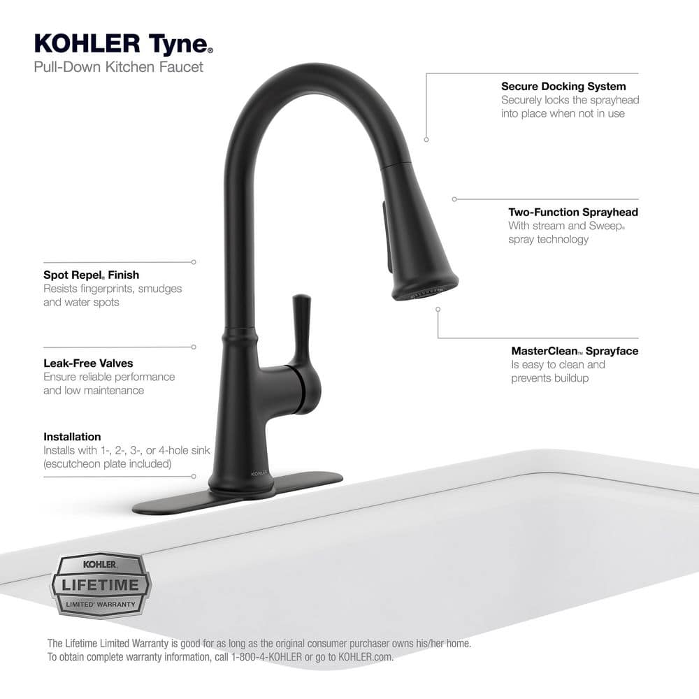 Matte Black Ceramic Single-Handle Pull-Down Kitchen Faucet