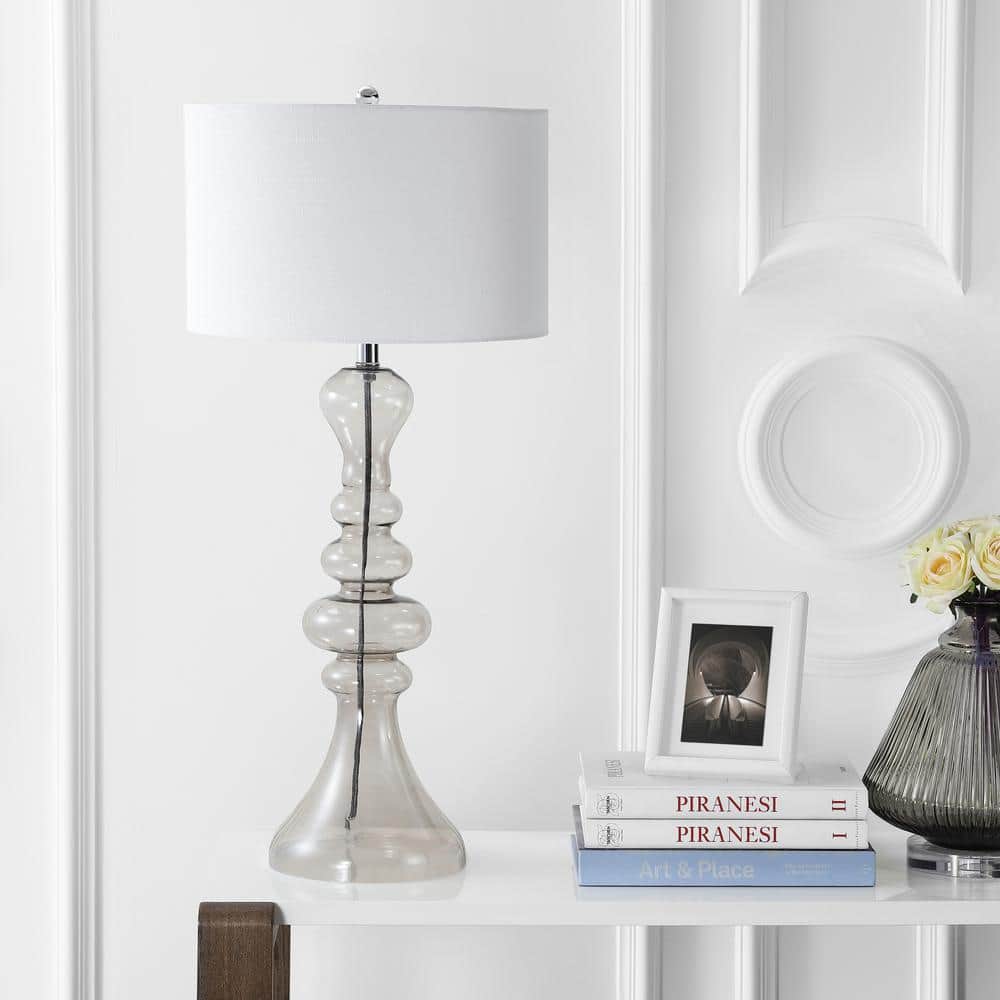 Madeline 35" Smoke Gray Curved Glass LED Table Lamp