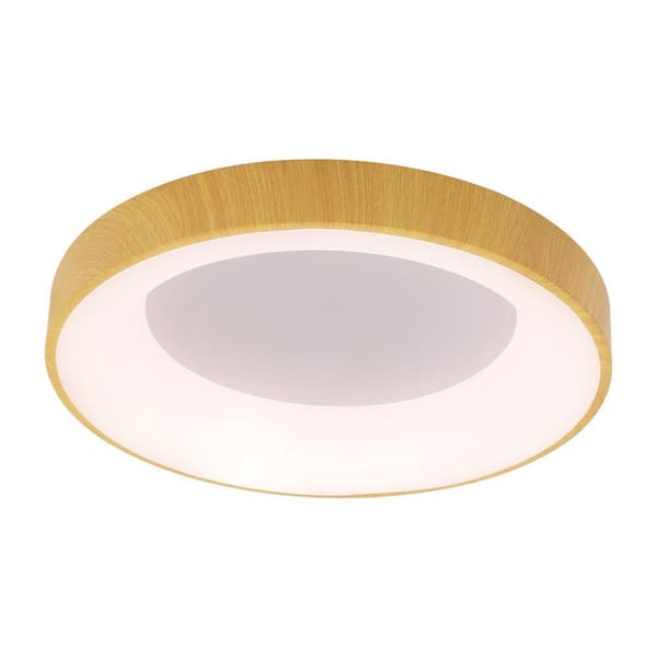 OUKANING 18.5 in. 1-Light Modern Wood 3 Colors Selectable LED