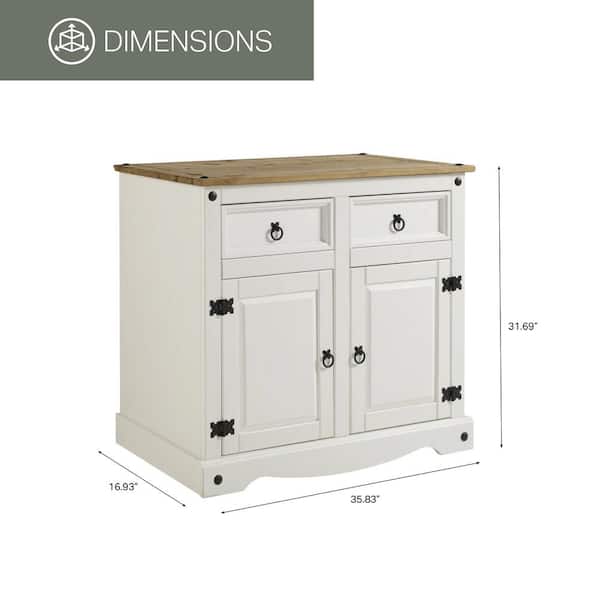 OS Home and Office Furniture Cottage Series Distressed White Wood