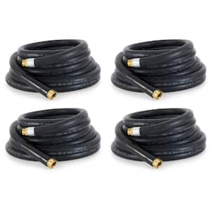 0.75 in. Dia x 25 ft. Industrial Rubber Garden Hose with Brass Fittings (4-Pack)