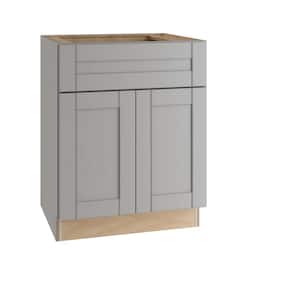 Washington Veiled Gray Plywood Shaker Assembled Base Kitchen Cabinet Soft Close 24 in W x 24 in D x 34.5 in H