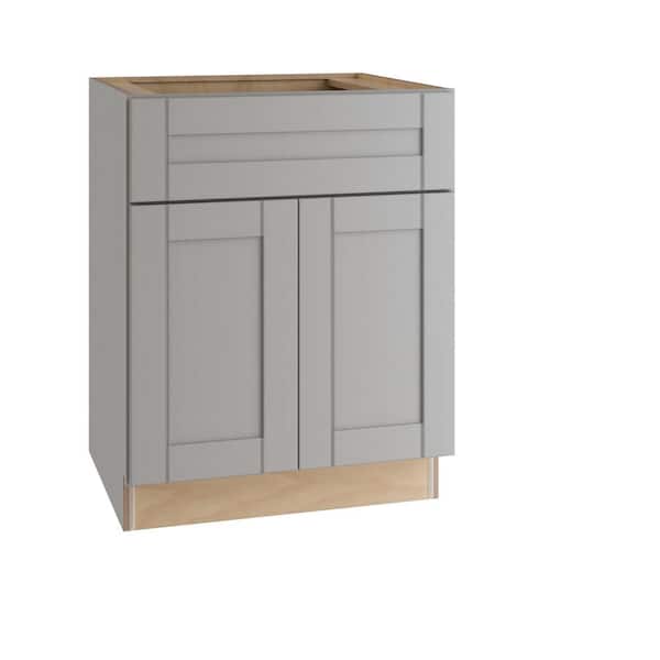 Home Decorators Collection Washington Veiled Gray Plywood Shaker Assembled Vanity Sink Base Kitchen Cabinet Sft Cls 27 in W x 24 in D x 34.5 in H