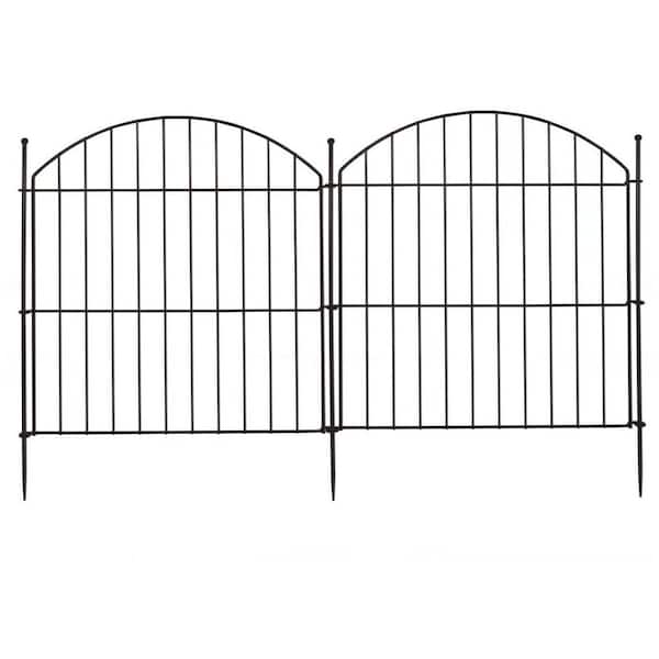 Unbranded 2 ft. x 20 ft. Metal Fence Arched Top Animal Barrier Wire Border Panel Fencing for Yard Patio Outdoor Decor, Black