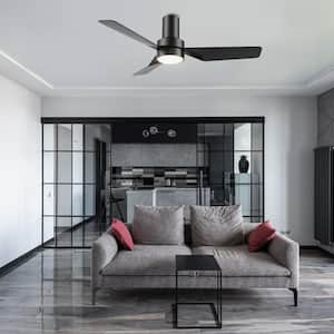 Barnet 44 in. Integrated LED Indoor Black Smart Ceiling Fan with Light and Remote, Works with Alexa and Google Home