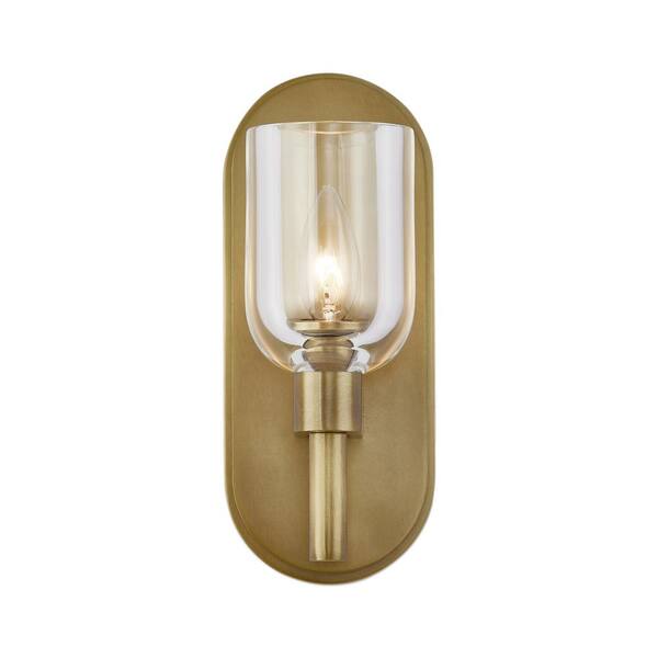 ALORA Lucian 9-in 1 Light 60-Watt Clear Crystal/Vintage Brass Vanity Light