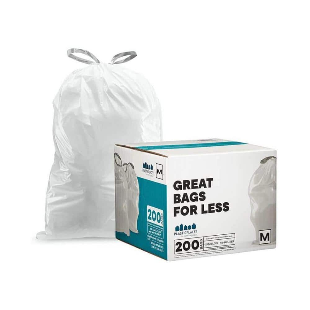 Plasticplace Custom Fit Trash Bags│simplehuman®* Code H Compatible (200  Count)