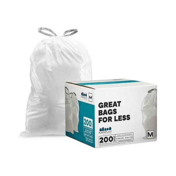 Compatible with simplehuman Code G - Durable Custom Fit Plastic White Trash Bags