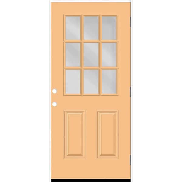 Reliant 36 in. x 80 in. 2P HalfLite 9L SDL Clear Glass LHOS Jackfruit Finish Fiberglass Prehung Front Door w/4-9/16 Jamb