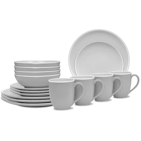 ColorTrio Slate 16-Piece (Gray) Porcelain Coupe Dinnerware Set, Service for 4