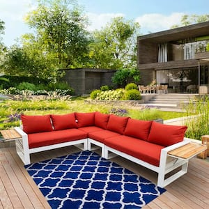 Denver 4-Piece Aluminum Outdoor Patio Sectional Set with Sunbrella Canvas Terracotta Cushions