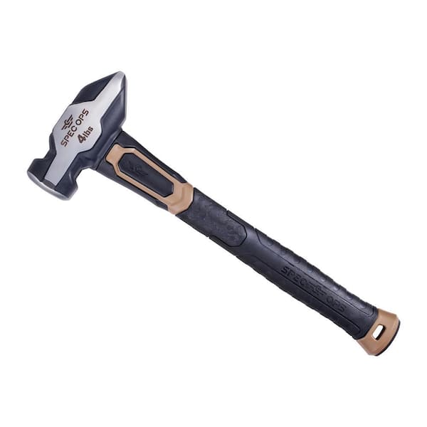 Blacksmith Hammer, 4 lb Sledge hammer with Removable Soft Mallet Cap and Shock Absorbing and Vibration Dampening Handle