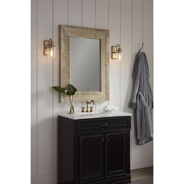 Aiken 1-Light Vintage Brass Clear Glass Vintage Wall Light