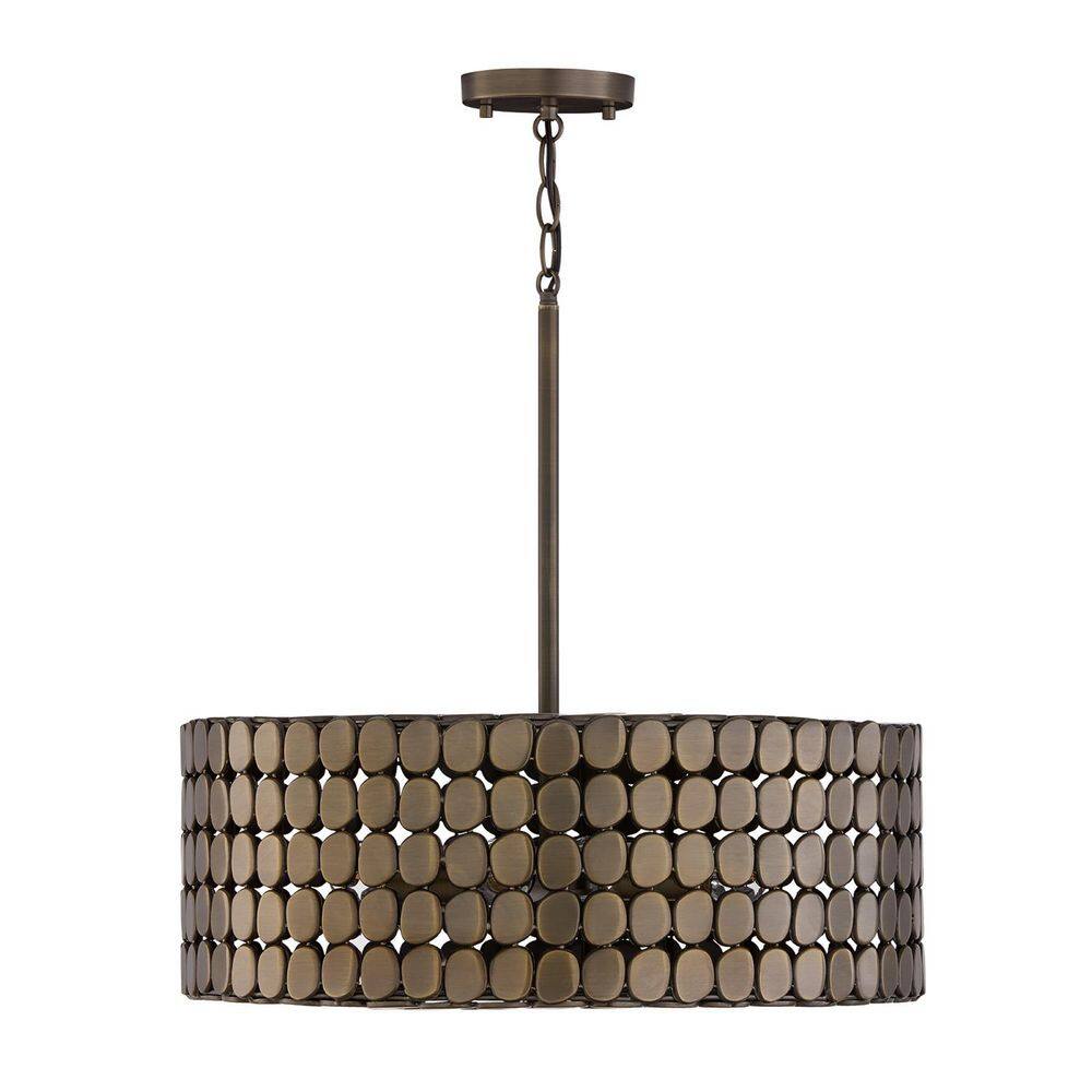 Eliana 100-Watt 1-Light Dark Brass Medallion Medium Pendant Light with No Bulbs Included price history on PriceWatchPro