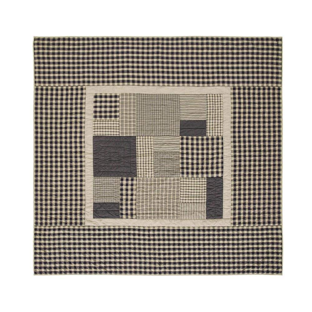 Navy and Beige Cotton Reversible Queen Quilt