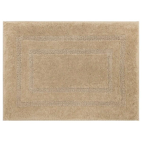 Cotton Reversible Taupe 21 in. x 34 in. Tan Cotton Machine Washable Bath Mat