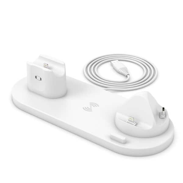 Adrinfly 6 in 1 Rotate Holder Universal Wireless Station in White for Smart Phone