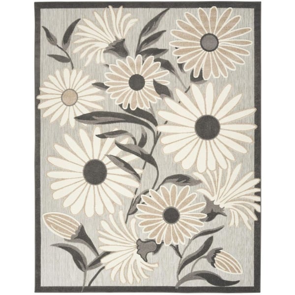 Beige 5 ft. x 8 ft. Woven Polypropylene Rectangle Indoor/Outdoor Area Rug