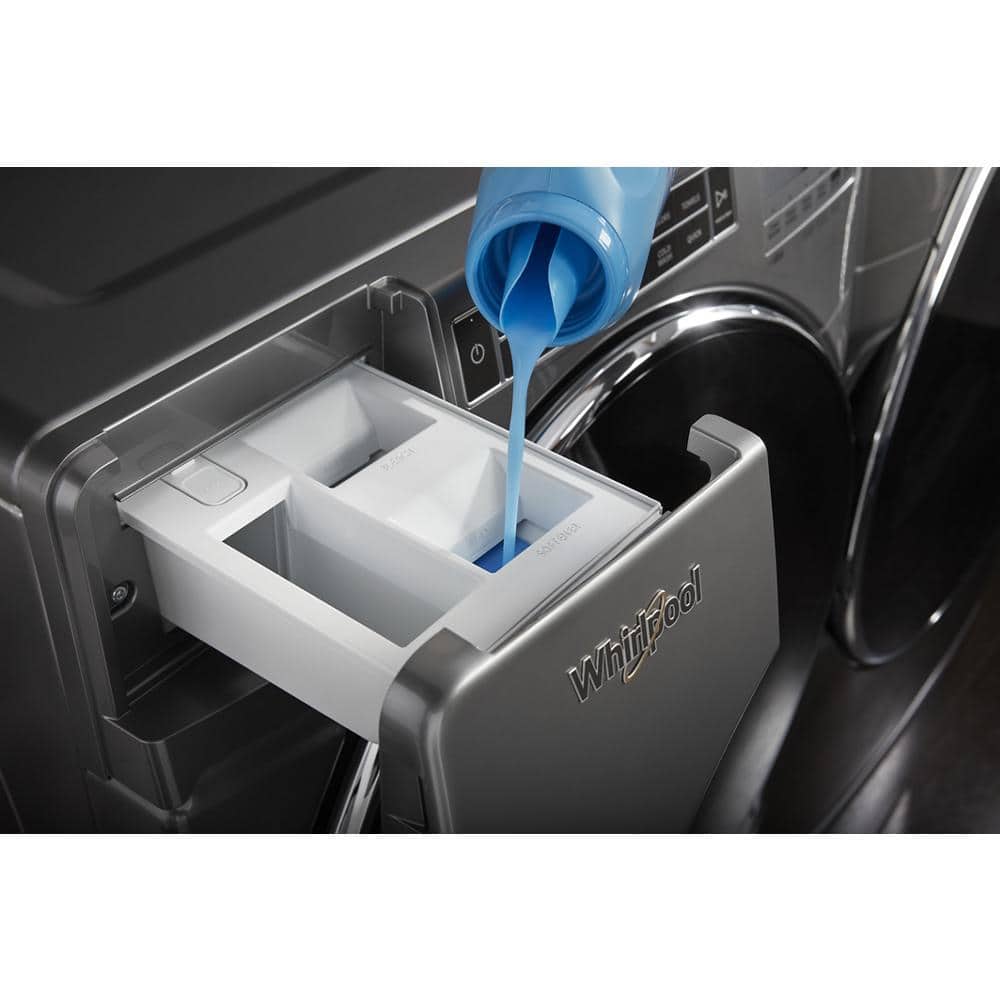 Gray Stainless Steel High Efficiency Front Load Washer with Steam Setting