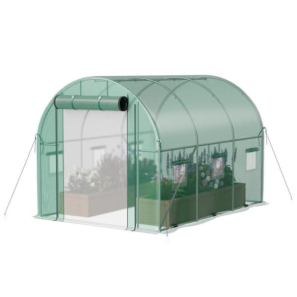 10 ft. W x 6.5 ft. D x 6.5 ft. H Galvanized Metal Walk in. Greenhouse, Green