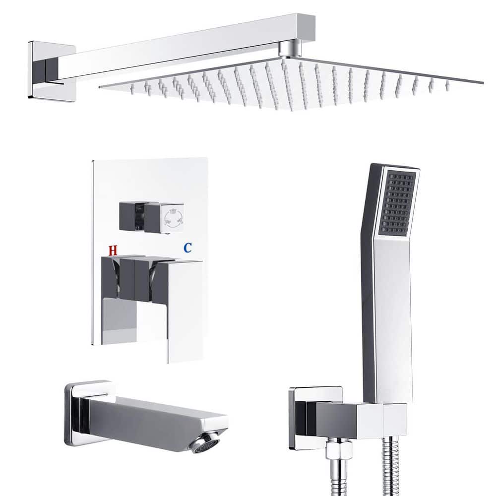 Single-Handle 3-Spray Tub and Shower Faucet with 10 in. Rain Shower Heads 2