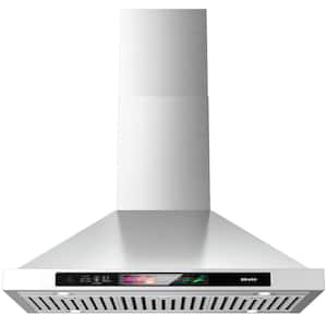 36 in. 900CFM Sliver Ducted Steel Island Mounted Range Hood Touch Control Tempered Glass w/LED Lights.