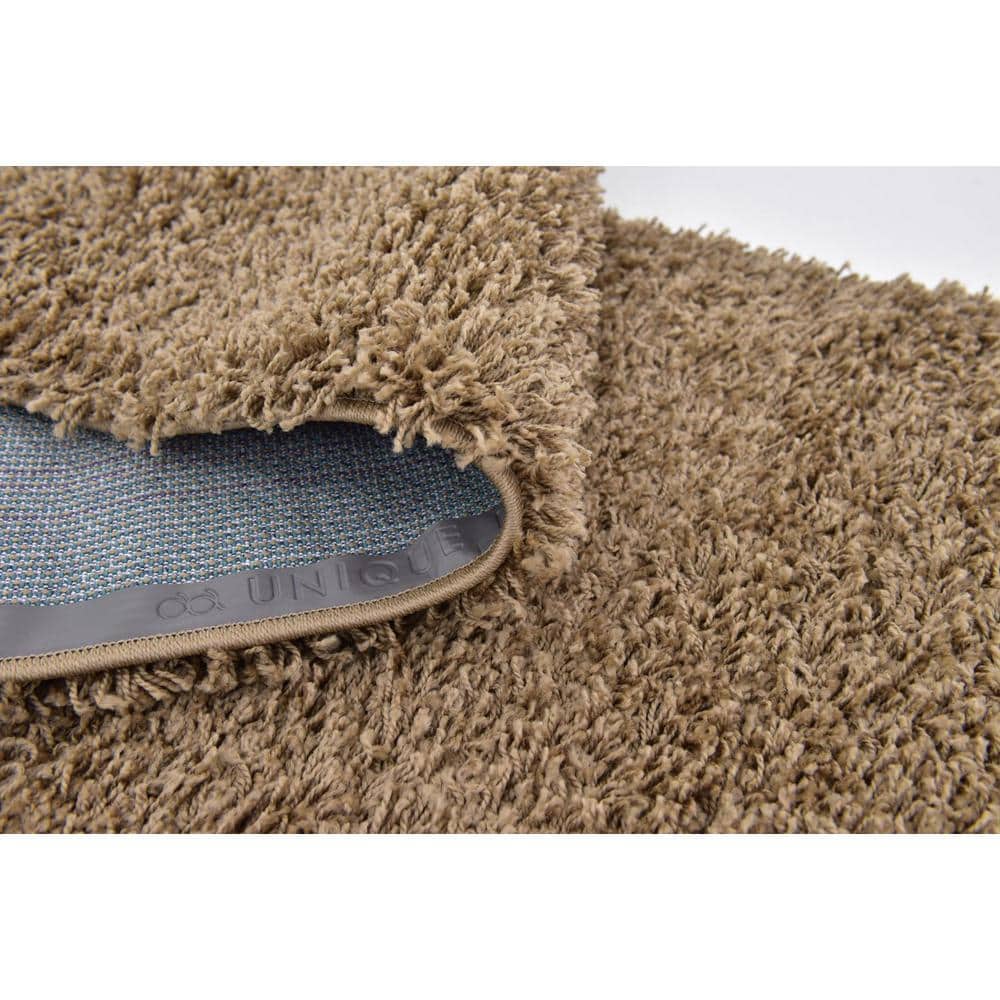Luxurious Brown Synthetic Shag Runner Rug