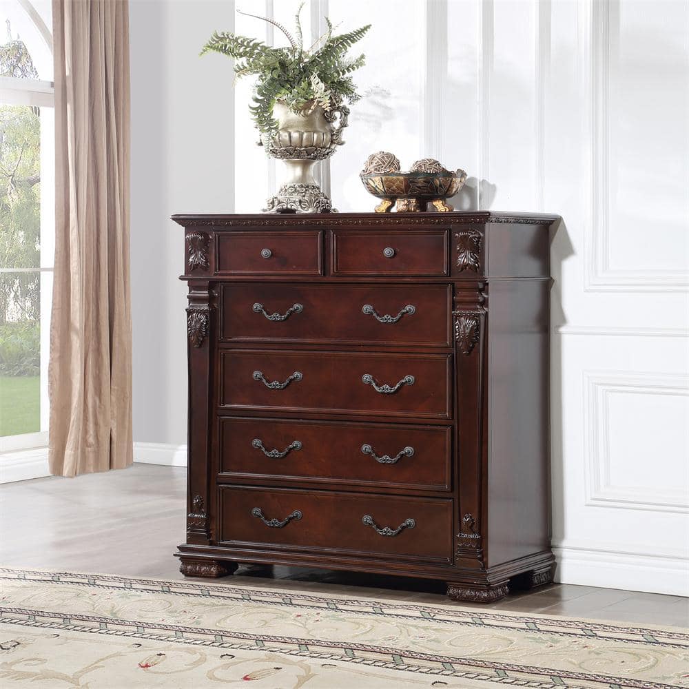 AndMakers Lyndon Cherry 6-Drawer 43 in. Chest of Drawers PF-G09400-CH - The  Home Depot