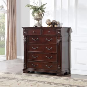 Lyndon Cherry 6-Drawer 43 in. Chest of Drawers