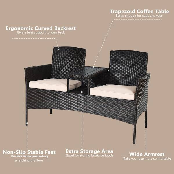 Wicker loveseat best sale and chair