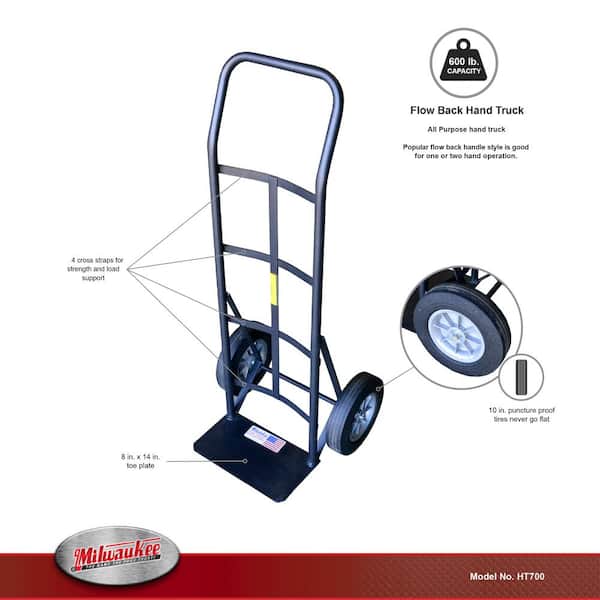 600 lb. Capacity Flow Back Solid Tire Hand Truck