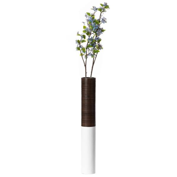 Uniquewise Modern Tall Decorative White and Brown Ribbed Cylinder Floor  Vase, 31.5 in. QI004190.L - The Home Depot