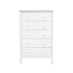 Adeptus Easy Pieces 5-Drawer Solid Wood Chest of Drawers White 47.91 in ...