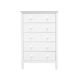 Easy Pieces 5-Drawer Solid Wood Chest of Drawers White 47.91 in. H x 30 in. W x 14.56 in. L