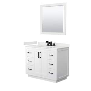 Miranda 42 in. W x 22 in. D x 33.75 in. H Single Bath Vanity in White with White Qt. Top and 34 in. Mirror