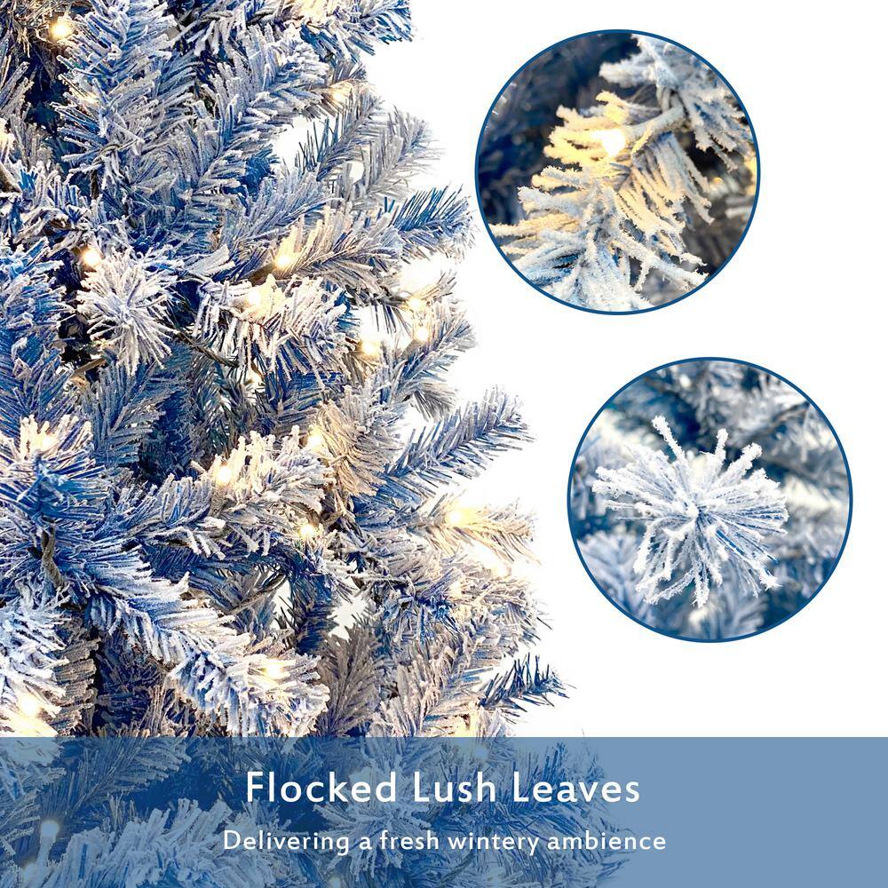 6-Foot Pre-Lit Snow Flocked Fir Christmas Tree with LED Lights