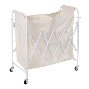 White Collapsible Accordion Laundry Double Sorter