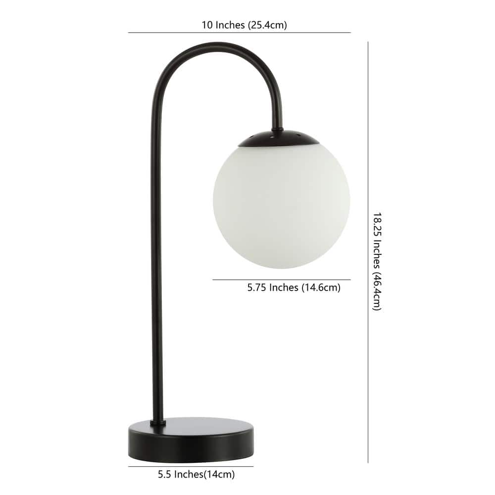 Arco Black Iron and Glass Minimalist Table Lamp