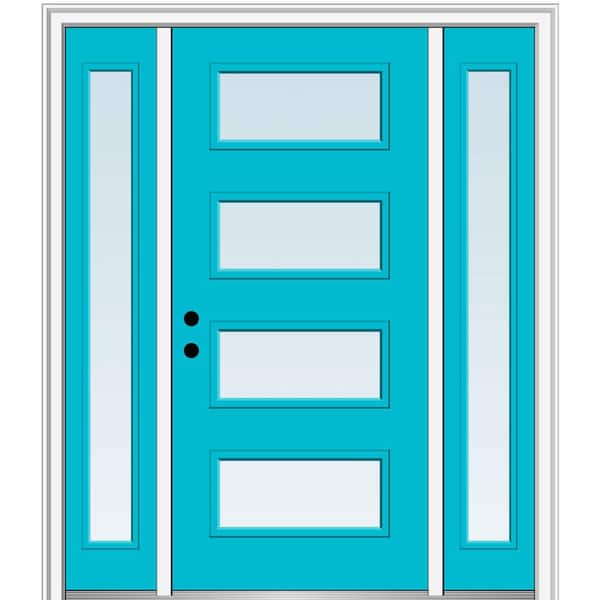 MMI Door 68.5 in. x 81.75 in. Celeste Right-Hand Inswing 4-Lite Clear Low-E Painted Fiberglass Prehung Front Door w/ Sidelites