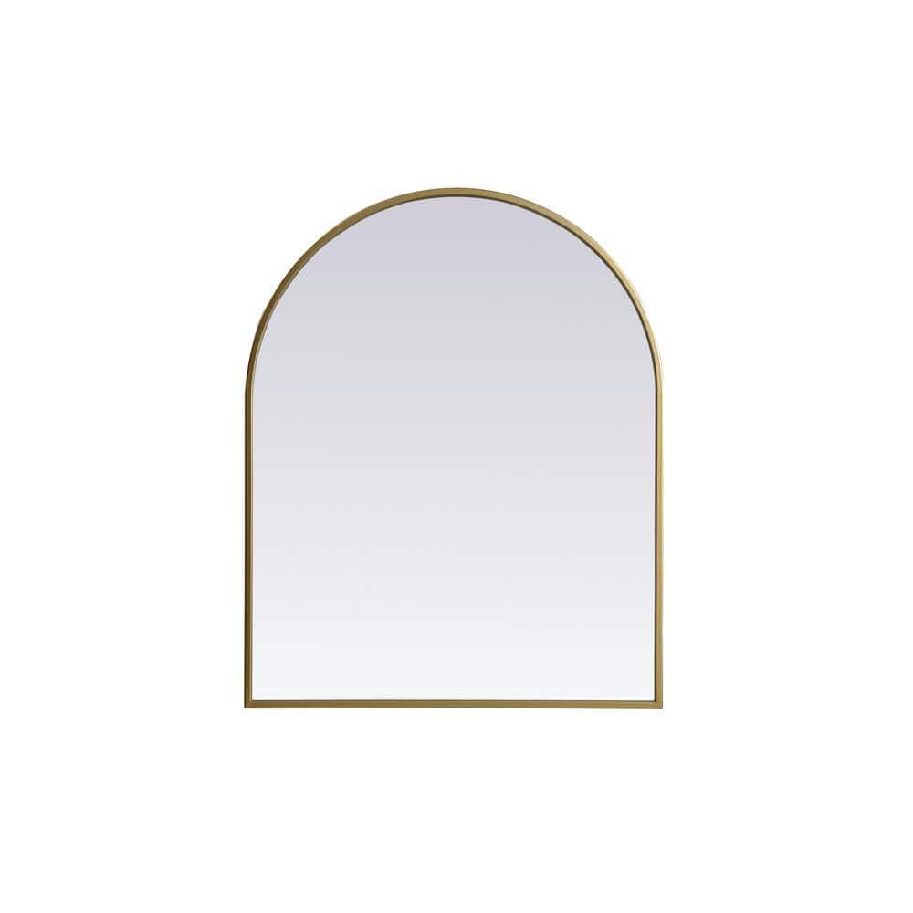 Simply Living 24 in. W x 30 in. H Arch Metal Framed Brass Mirror