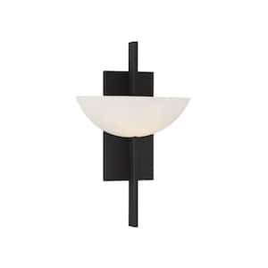 Fallon 10 in. W x 15 in. H 1-Light Matte Black Wall Sconce with White Opal Glass Shade